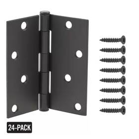 Everbilt 705353801952 24-pack 4 Inch Square Corner Matte Black Butt Door Hinge Value Pack