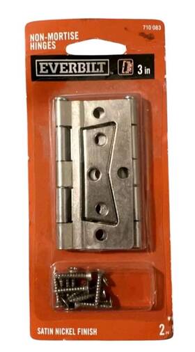 710-083 Everbilt 3 Inch Satin Nickel Non-mortise Hinges 2-pack 710 083