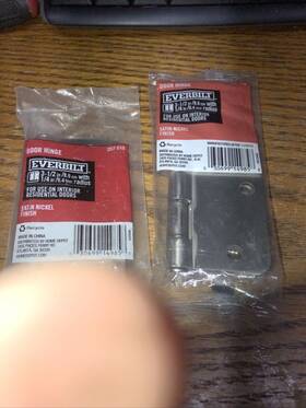 715529 Everbilt 2 Pack 4 Inch Satin Nickel Finish 1/4 Radius Door Hinges H6