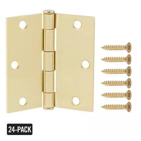 Everbilt 726084149687 24-pack 3-1/2 Inch Square Radius Satin Brass Butt Door Hinge Value Pack