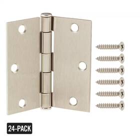 Everbilt 726084768581 24-pack 3-1/2 Inch Square Radius Satin Nickel Butt Door Hinge Value Pack