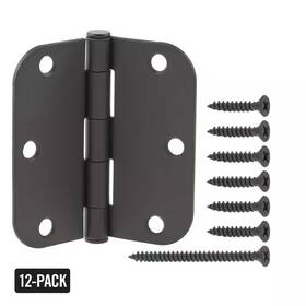 Everbilt 744110934595 Door Hinges 12 Pack 3.5in X 5/8in Radius Matte Black Squeak Free Steel