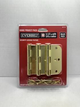 807737 Everbilt Hinge Project Pack Hinges Bright Brass 3 1/2 Inch With 5/8 Radius