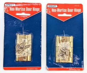 54213 Ferum Nos 2 Pair Vintage Brass Plated 2-1/2 Inch Non-mortise Door Cabinet Hinges With Screws