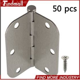 463502 Findmall 50 Pack 3.5 Inch X 2.2mm Satin Nickel Door Hinges 5/8 Radius Corners