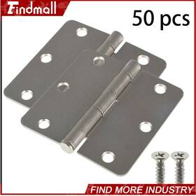 463580 Findmall 50 Pcs 3 1/2 Inch Satin Nickel Door Hinges 3.5 3.5in 2.2mm 1/4 Radius Corners