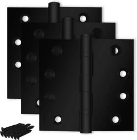 Finsbury Hardware 313100675680 Black Heavy Duty Door Hinge Matte Ball Bearing 4x4 Inch - Set