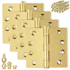 Finsbury Hardware 438060580319 Solid Brass Door Hinge Heavy Duty Ball Bearing Polished Shiny Gold 4x4 Inch W