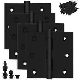 Finsbury Hardware 438060580845 Black Door Hinge Matte Ball Bearing 3.5x3.5 Inch Heavy Duty With Decora