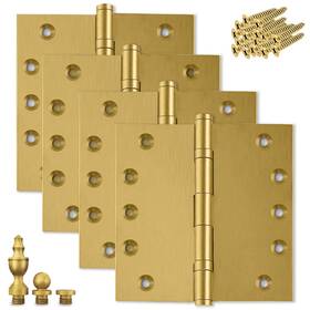 Finsbury Hardware 438060582641 Heavy Duty Door Hinge Matte Brass Ball Bearing 5x5 Inch With Decor