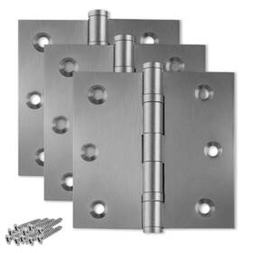 Finsbury Hardware 438060583693 Solid Brass Door Hinge Heavy Duty Ball Bearing Matte Silver 3.5 X Inch -