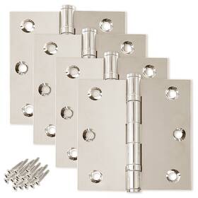 Finsbury Hardware 438060583976 Solid Brass Door Hinge Heavy Duty Ball Bearing Shiny Silver 3.5 X Inch -