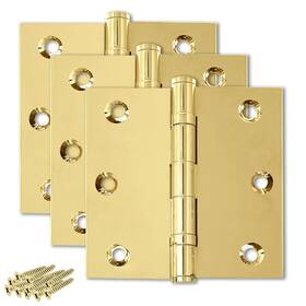 Finsbury Hardware 438060585048 Solid Brass Door Hinge Heavy Duty Ball Bearing Polished Shiny Gold 3x3 Inch -