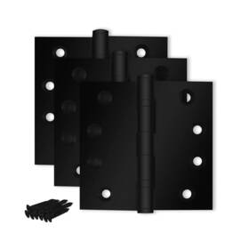 Finsbury Hardware 438060585895 Black Door Hinge Matte Ball Bearing 4.5 X Inch Heavy Duty - Set Of