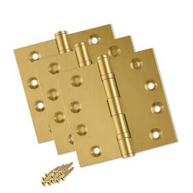 Finsbury Hardware 755897251560 Heavy Duty Door Hinge Matte Brass Ball Bearing 4x4 Inch - Set Of 3