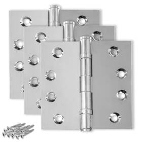 Finsbury Hardware 755897251577 Solid Brass Chrome Door Hinge Heavy Duty Ball Bearing Shiny