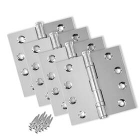 Finsbury Hardware 755897251676 Solid Brass Chrome Door Hinge Heavy Duty Ball Bearing Shiny Silver 4x4 Inch -