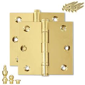 Finsbury Hardware 853115001383 Solid Brass Door Hinge Heavy Duty Ball Bearing Polished Shiny Gold 3.5 X