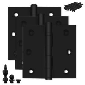 Finsbury Hardware 853115001550 Black Door Hinge Matte Ball Bearing 3x3 Inch Heavy Duty With Decorative