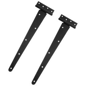 Fixinairp 609044791556 T-strap Door Hinges 16 Inch Wrought Tee Shed Gate Iron Black 2pcs