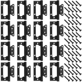 Funsuei 748675687828 16pcs Non Mortise Door Hinges 4 X 3 Inch Black Screws Wooden Box Furniture