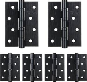 Fviexe 705353109096 6pcs Matt Black Door Hinges 4 Inch X 3 Square Interior Stainless S