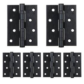 Fviexe 735626102080 6pcs Matt Black Door Hinges 4 Inchx3 Inch Square Interior Stainless Stee
