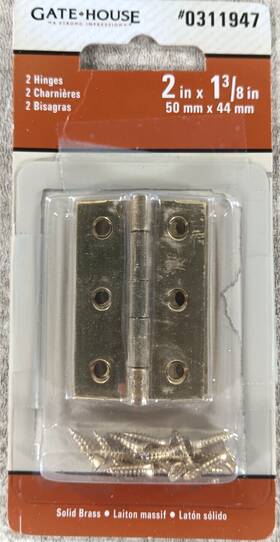 0311947 Gate House Gatehouse 2 Hinges Brass Finish. Inch X 1 3/8