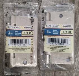 0308897 Gatehouse Lot Of 2 4 Inch Satin Nickle Door Hinges 1/4 Radius New