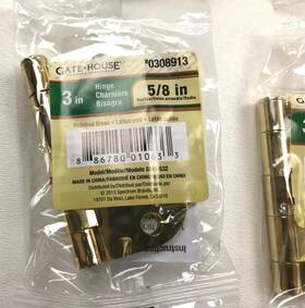 0308913 Gatehouse Polished Brass 3 Inch Hinge 5/8 Radius Lot Of 12