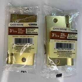 8678001059 Gatehouse Gate House 3-1/2 Inch Satin Brass Square Corner Door Hinges New 0308908 Set Of 2