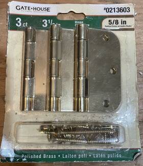 S941-510 Gatehouse 3.5 Inch H 5/8 Radius Gold Mortise Interior Door Hinge 3-pack 0213603