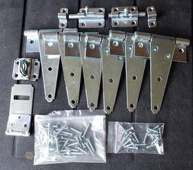 Gates 608819998770 Shed Double Door Hardware Kit 5 Inch Hinges T Handle Loop Barrel Bolts Sheds