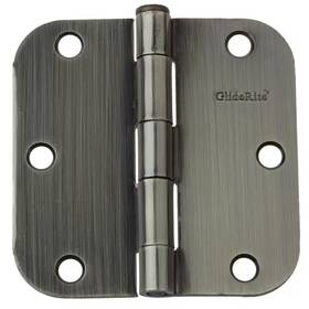 Gliderite 744759679079 3-1/2 Inch Antique Brass Steel Door Hinge 5/8 Corner Radius With Screws 12-p
