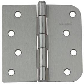 Gliderite 849376024186 4 Inch Satin Nickel Steel Door Hinge Square And 5/8 Corner Radius 12-pack