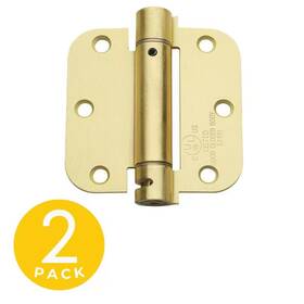 Global Door Controls 445031178114 3.5 Inch X Satin Brass Full Mortise Spring Squared Hinge With Non-removab