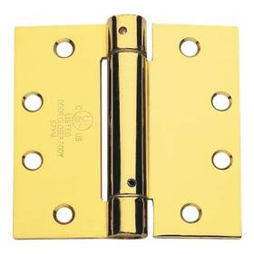 Global Door Controls 704780172444 4 Inch X Bright Brass Full Mortise Spring Squared Hinge