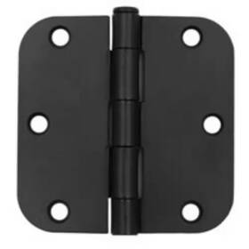 Global Door Controls 705353836619 3.5 Inch X Matte Black Full Mortise Spring 5/8 Radius Hinge With
