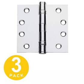 Global Door Controls 744110473773 4.5 Inch X Brushed Chrome Full Mortise Heavy Weight Squared Ball Bearing
