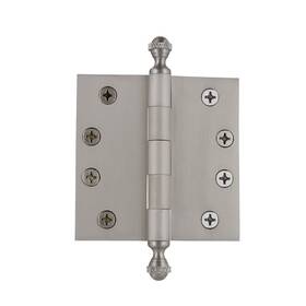833972 Grandeur Hardware 4 Inch Acorn Tip Heavy Duty Hinge With Square Corners In Satin Ni