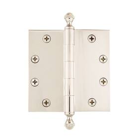 834003 Grandeur Hardware 4.5 Inch Acorn Tip Heavy Duty Hinge With Square Corners In Polish