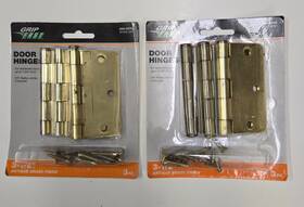 Gf830-330 Grip 2 Packs Fast 3 1/2 Antique Brass Finish Door Hinges 226-8075