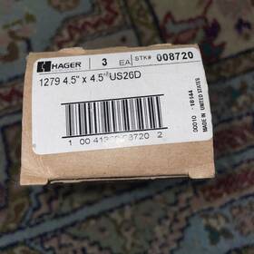008720 Hager Lot Of 3 Heavy Duty Full Mortise Door Hinges 4.5 Inch X 1279 Us26d