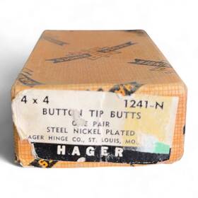 1241-n Hager One Pair 4x4 Button Tip Butts Steel Nickel Plated Hinge