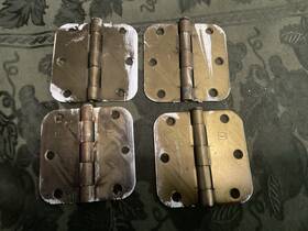 204-021616 Hager Door Hinges 3-1/2-in 3 Hole Round Corners Lot Of 4 Satin Brass