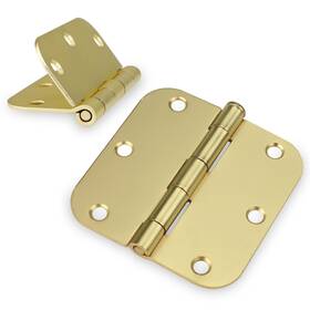 Hya001gd89-18 Haidms #pack-kt 18 Pack Satin Brass 3.5 Inch Door Hinges Brushed Gold 5/8 Radius Removable Pin