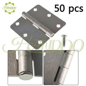 731030 Handdo 1/4 Inch Radius Corners Satin Nickel Door Hinges 3 1/2 Pack Of 50