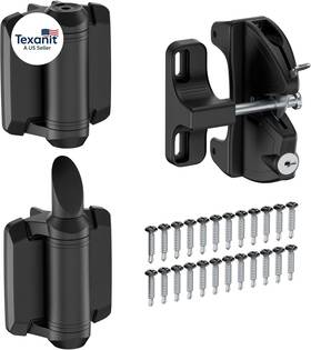 Hardware 445010876802 Self Closing Gate Hinges And Key Lockable 2 Sided Latch Kit T
