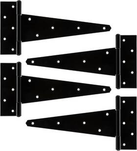 Hardware 445029282298 10 Inch Heavy Duty T-strap Shed Door Hinges 4 Pack Gate Strap Black Fence