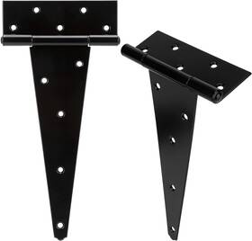 Hardware 445040498425 12 Inch T-strap Heavy Duty Shed Door Hinges Gate Strap Black Tee Hinge Wr